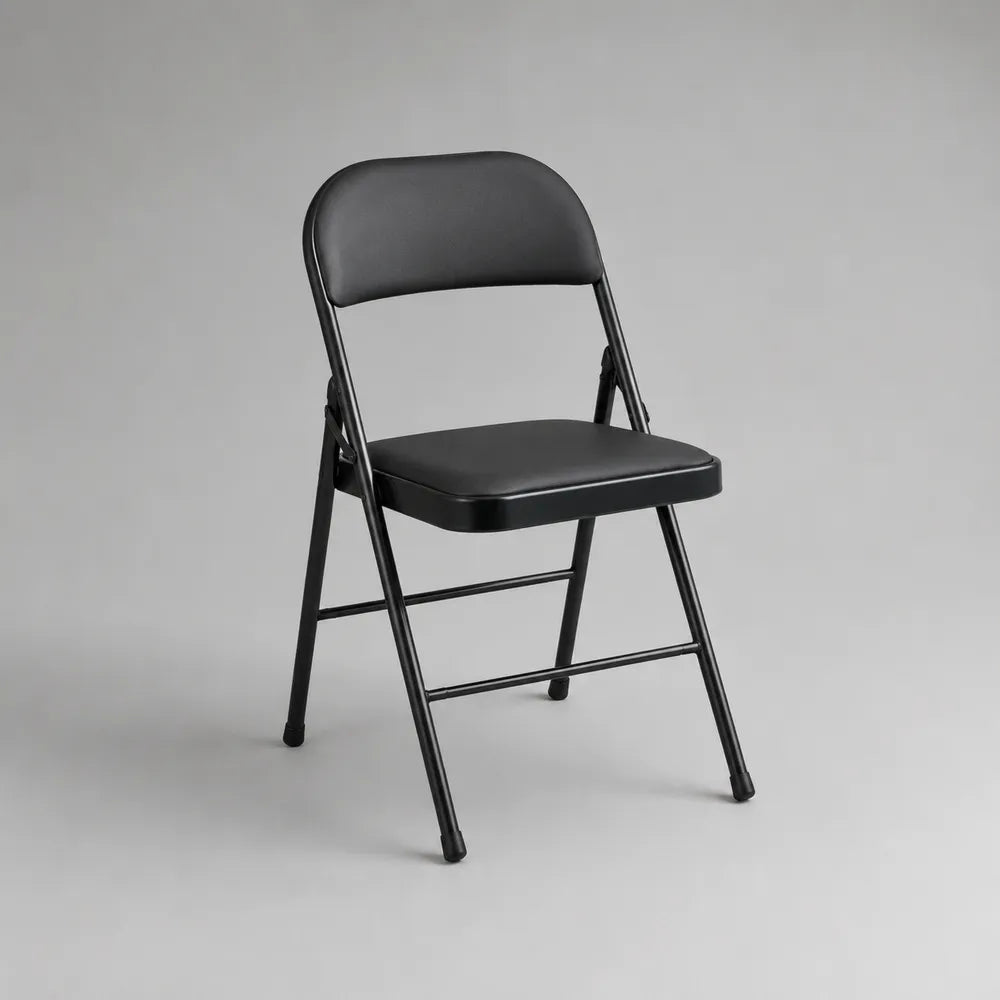 Chaise pliante de salle à manger en acier noir avec assise et dossier rembourrés 46 x 55 x 78 cm