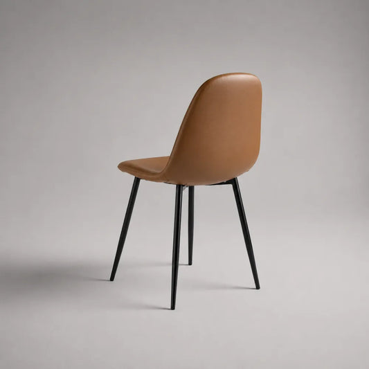 Chaise de salle à manger rembourrée 50x55x85 cm similicuir PU marron avec pieds en acier noir