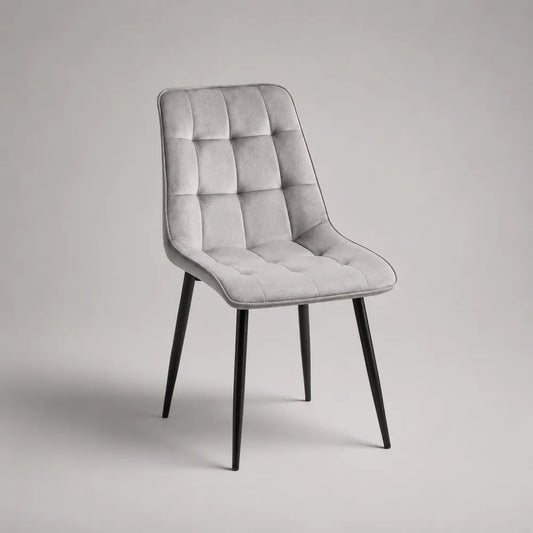 Chaise de salle à manger 50 x 55 x 85 cm rembourrée en polyester gris avec pieds en acier noir