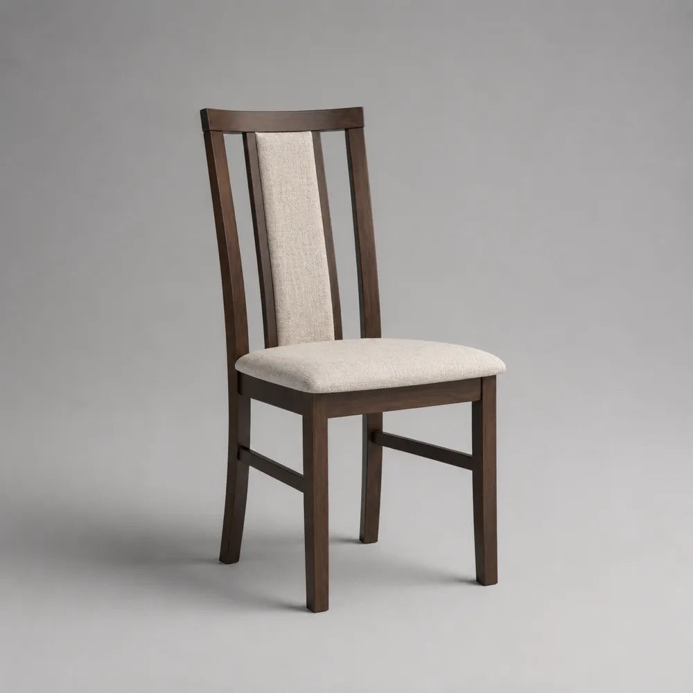 Chaise de salle à manger 50x55x95 cm bois marron avec assise rembourrée en polyester beige