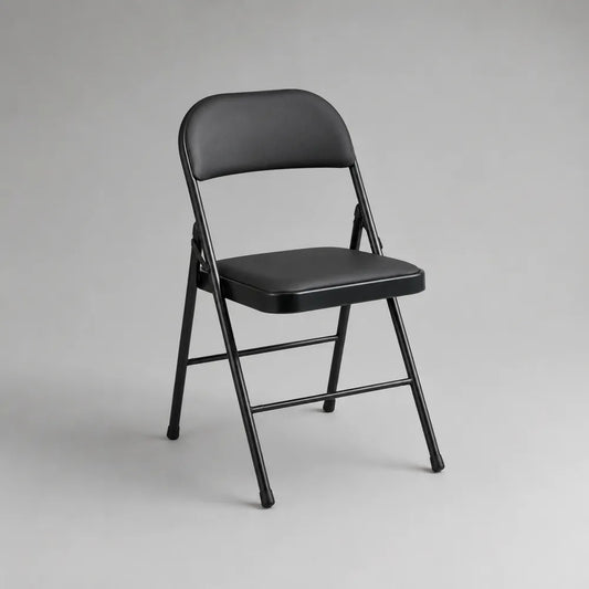 Chaise pliante de salle à manger en acier noir avec assise et dossier rembourrés 46 x 55 x 78 cm