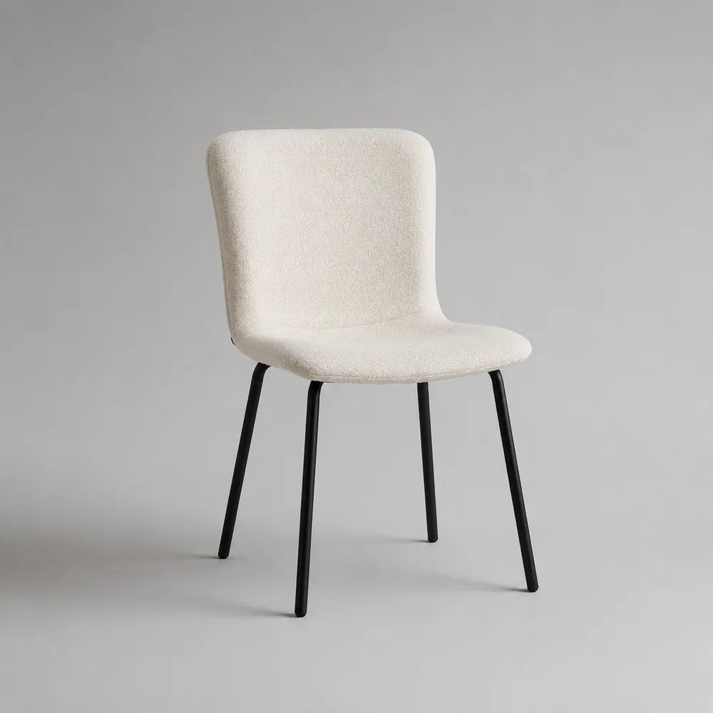 Chaise de salle à manger 50 x 55 x 85 cm rembourrée en polyester blanc avec pieds en acier noir