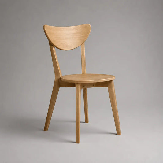 Chaise de salle à manger en bois massif avec dossier arrondi et assise bois marron clair 50 x 55 x 85 cm